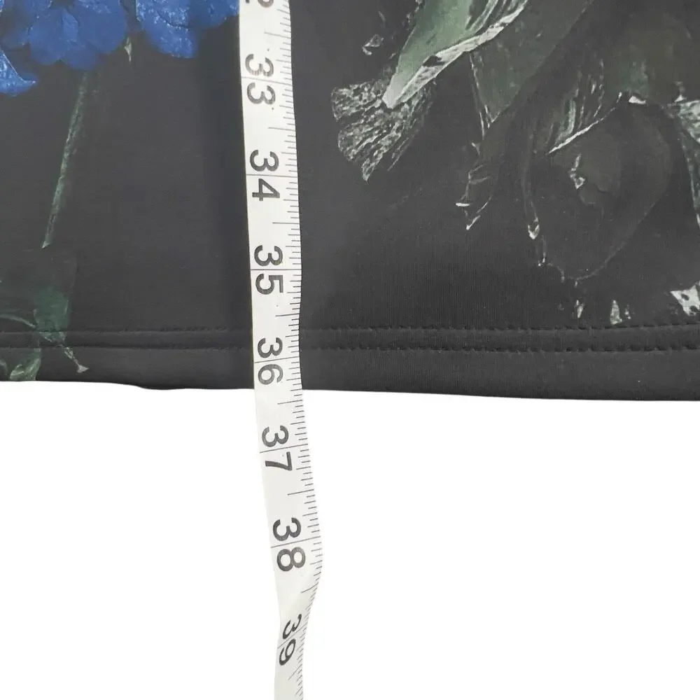 NU Denmark Dress Womens XS Black Blue Floral Sheer Button Romantic Goth Boho NEW
